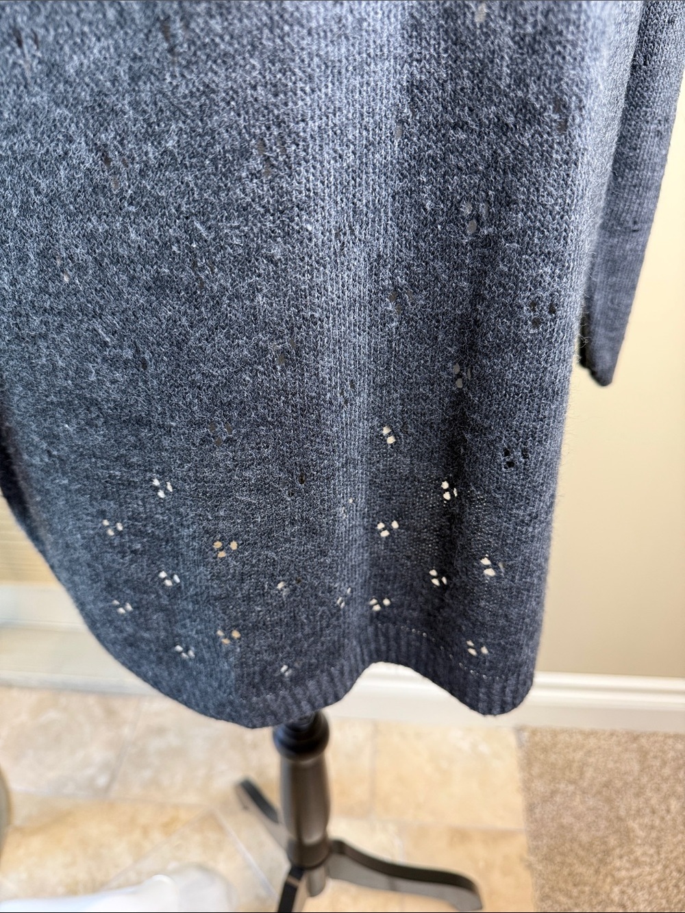 Made in Italy Wool Blend Sweater Dress Gray Empire Waist Balloon Sleeves - Picture 5 of 10